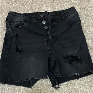 Black Distressed High-Rise Women’s Denim Shorts